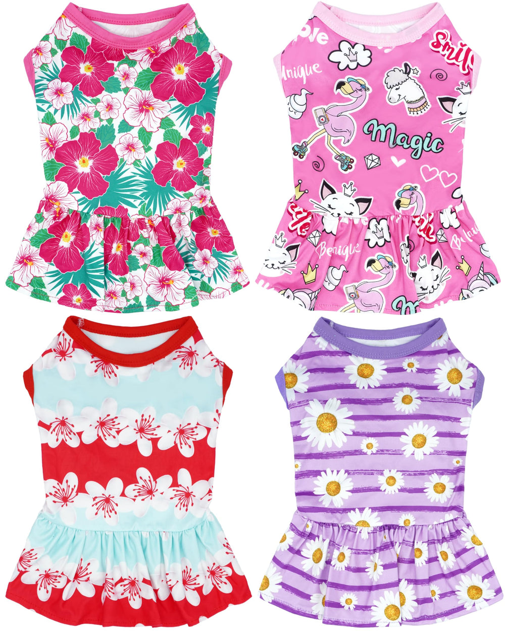 JpGdn vestido para perro grande con dalia morada, ideal para paseos con estilo.