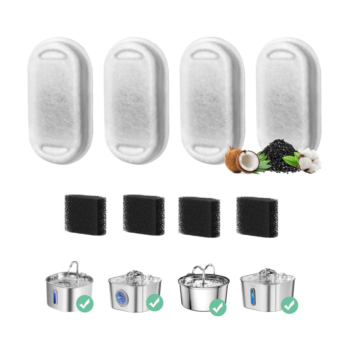 Jsjyuan bebederos para gato en acero inoxidable, filtro de 3.2 L, agua más limpia.