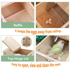 Caja de cría JSLZF en madera con percha para entrenar el nido.