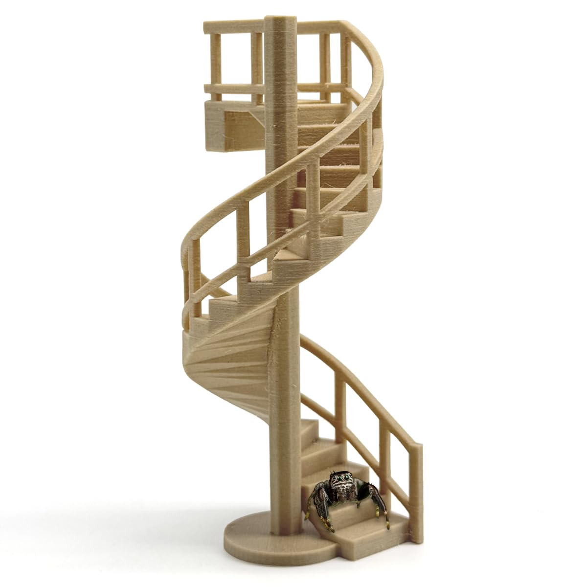 Julang araña saltarina con escaleras giratorias beige, ideal para decorar y estimular la exploración.