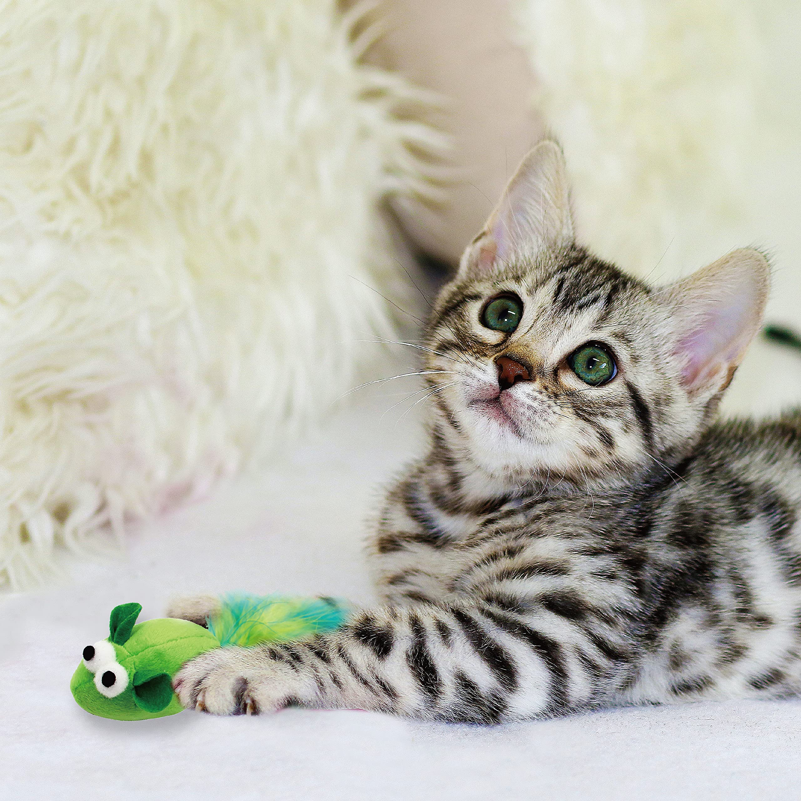 Jumpaws entretenimiento diario para gatos, colores vivos y forma atractiva.