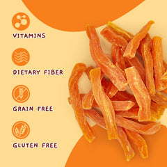 Jungle Calling batata dulce snack para perros sin grano, opción saludable.