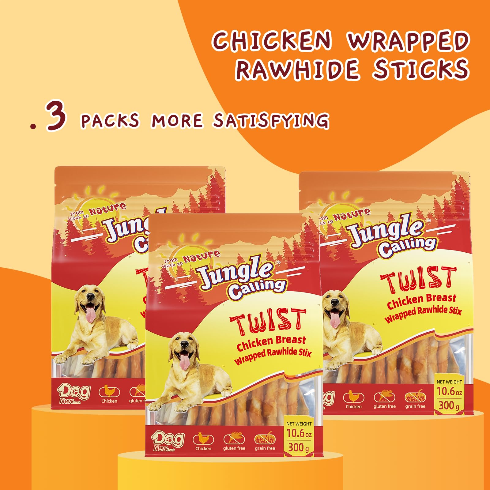 Etiqueta de calorías Jungle Calling con 4100 kcal por 3-pack.