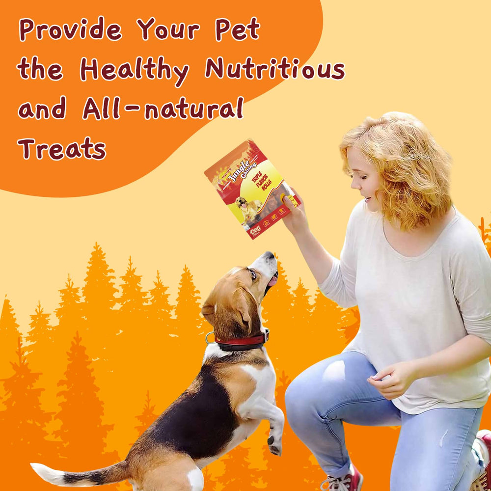 Dog enjoying Jungle Calling treat, showcasing palatable texture and appeal.
