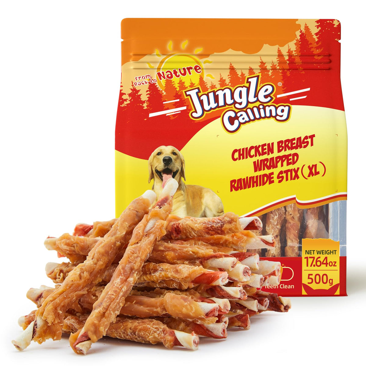 Golosinas Jungle Calling, empaque 35 palitos, ideal para recompensas de entrenamiento.