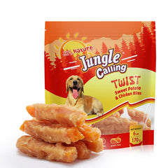 Jungle Calling: premio de pollo sin piel envuelto en camote para perros