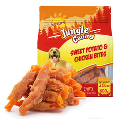 Golosinas Jungle Calling: pollo envuelto en batata, recompensa ideal para entrenamiento.