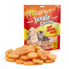 Jungle Calling, premio suave en formato sushi de pollo y bacalao para perros y gatos