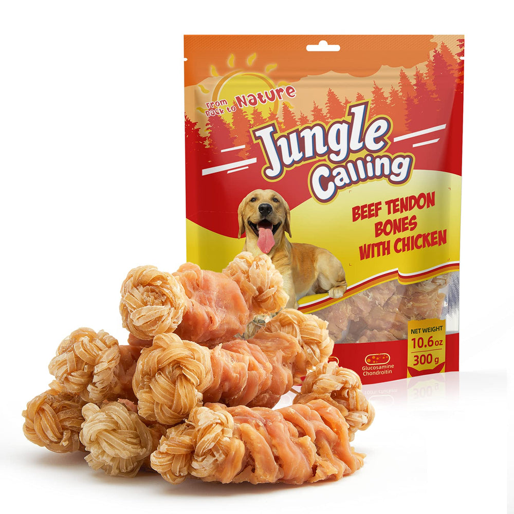 Jungle Calling tendones de res para perros, masticación de larga duración segura