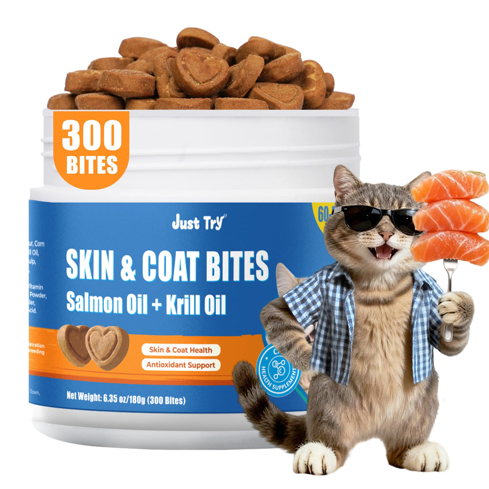 Just Try 300 Bites mejora el pelaje y la piel de tu gato