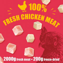 Just Try mezcla con comida de pollo deshidratado para perros y gatos.