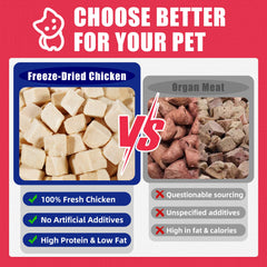 Just Try premios de entrenamiento con pollo deshidratado para mascotas.