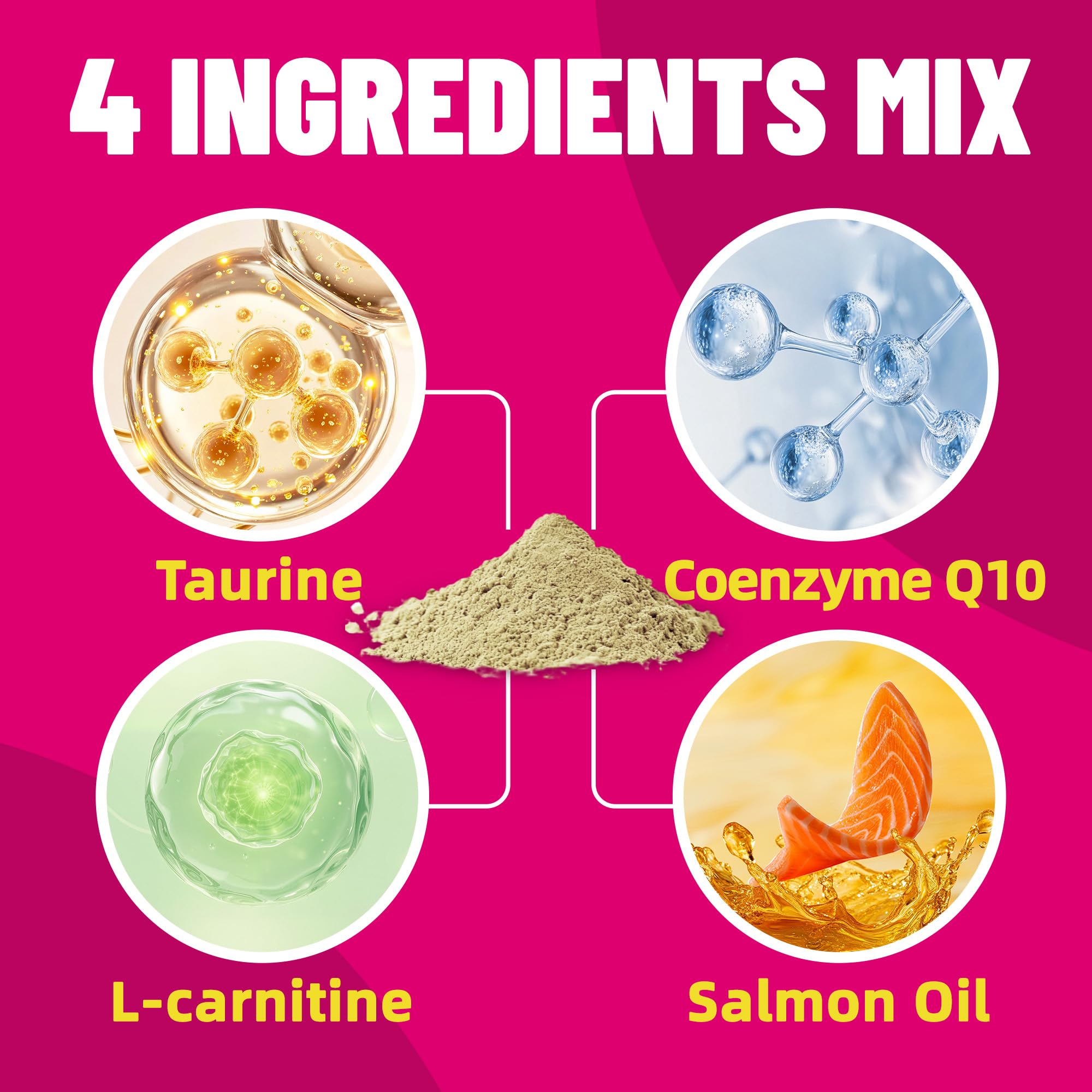 Just Try Taurina con Omega-3 de salmón para piel y pelaje saludables.