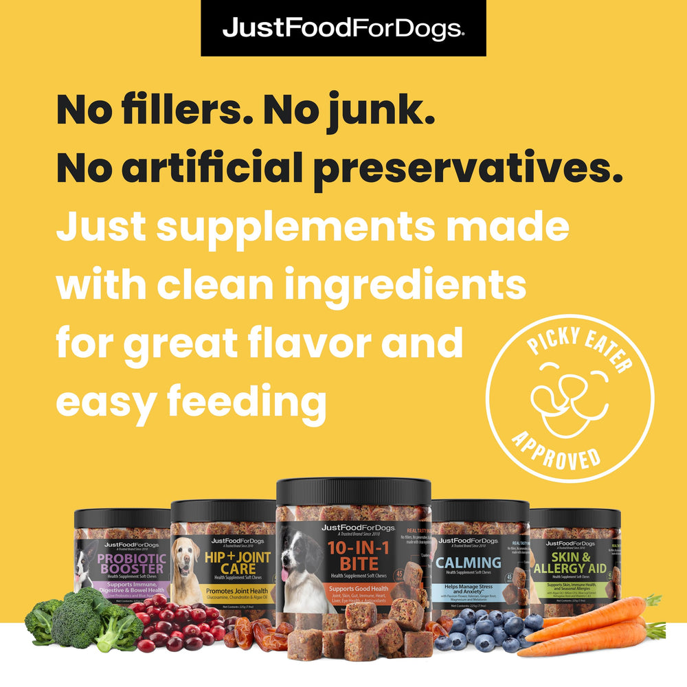 JustFoodForDogs etiqueta clara de ingredientes reconocibles.