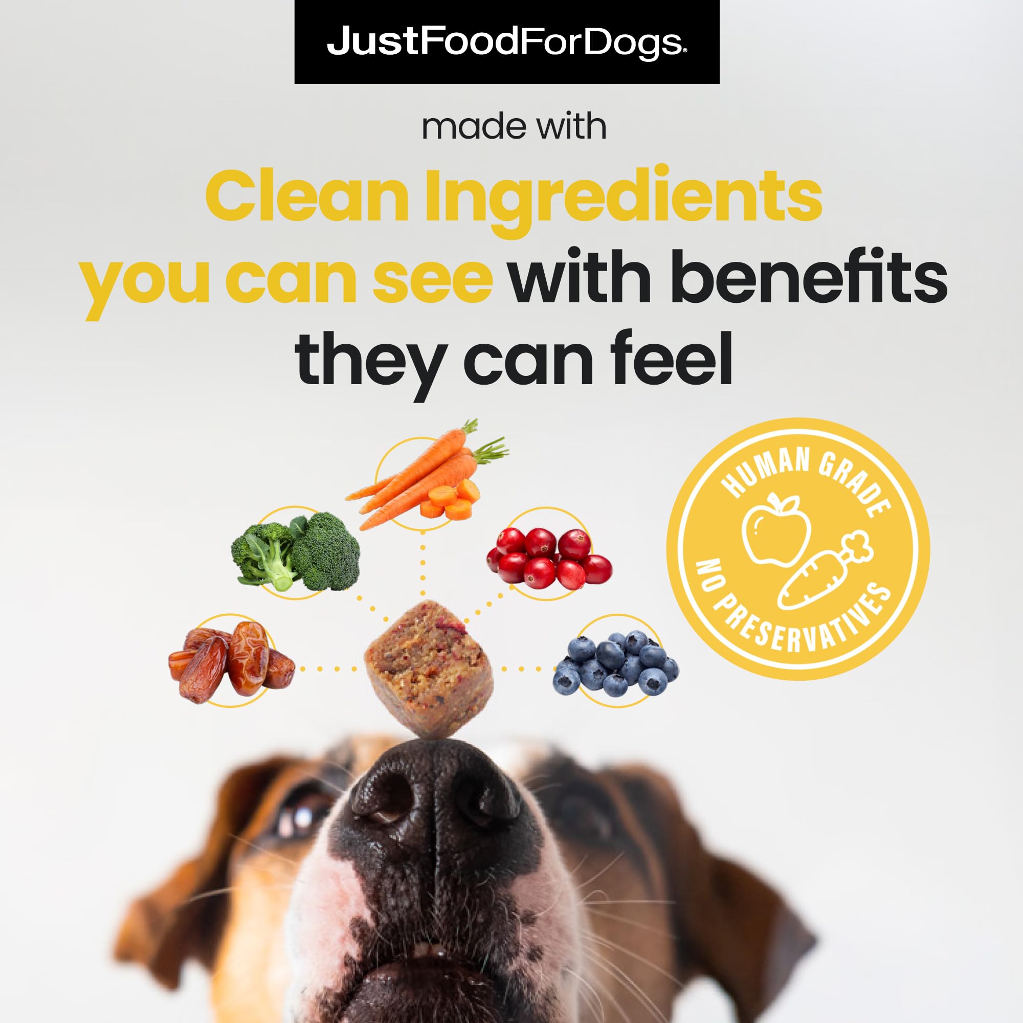 JustFoodForDogs glucosamina y condroitina para lubricación articular.