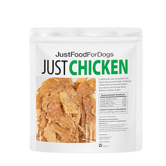 JustFoodForDogs jerky pollo, snack natural sin conservantes