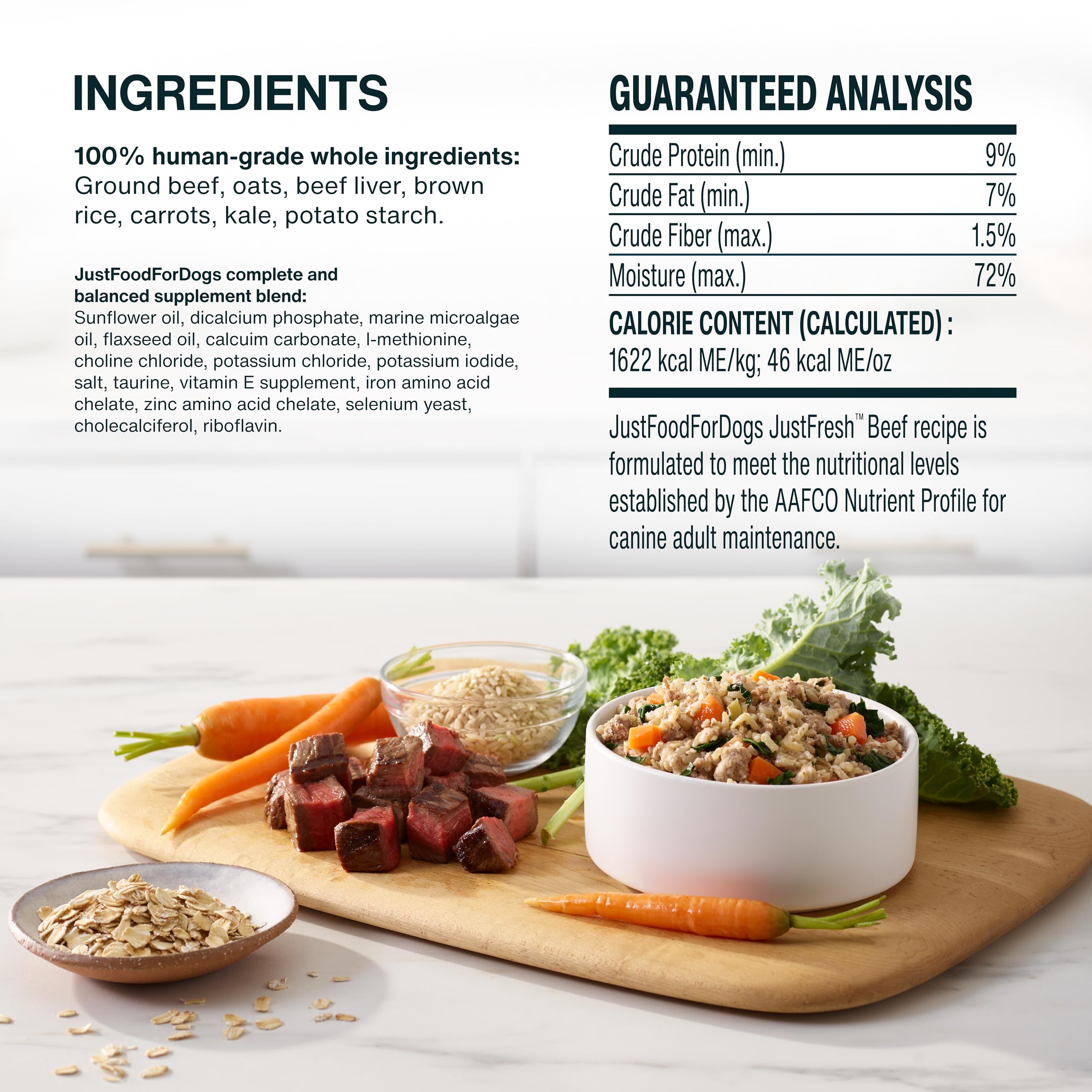 JustFoodForDogs JustFresh origen USA, ingredientes de calidad y seguridad alimentaria