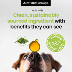 JustFoodForDogs Omega-3 para perros: etiqueta clara y grado humano