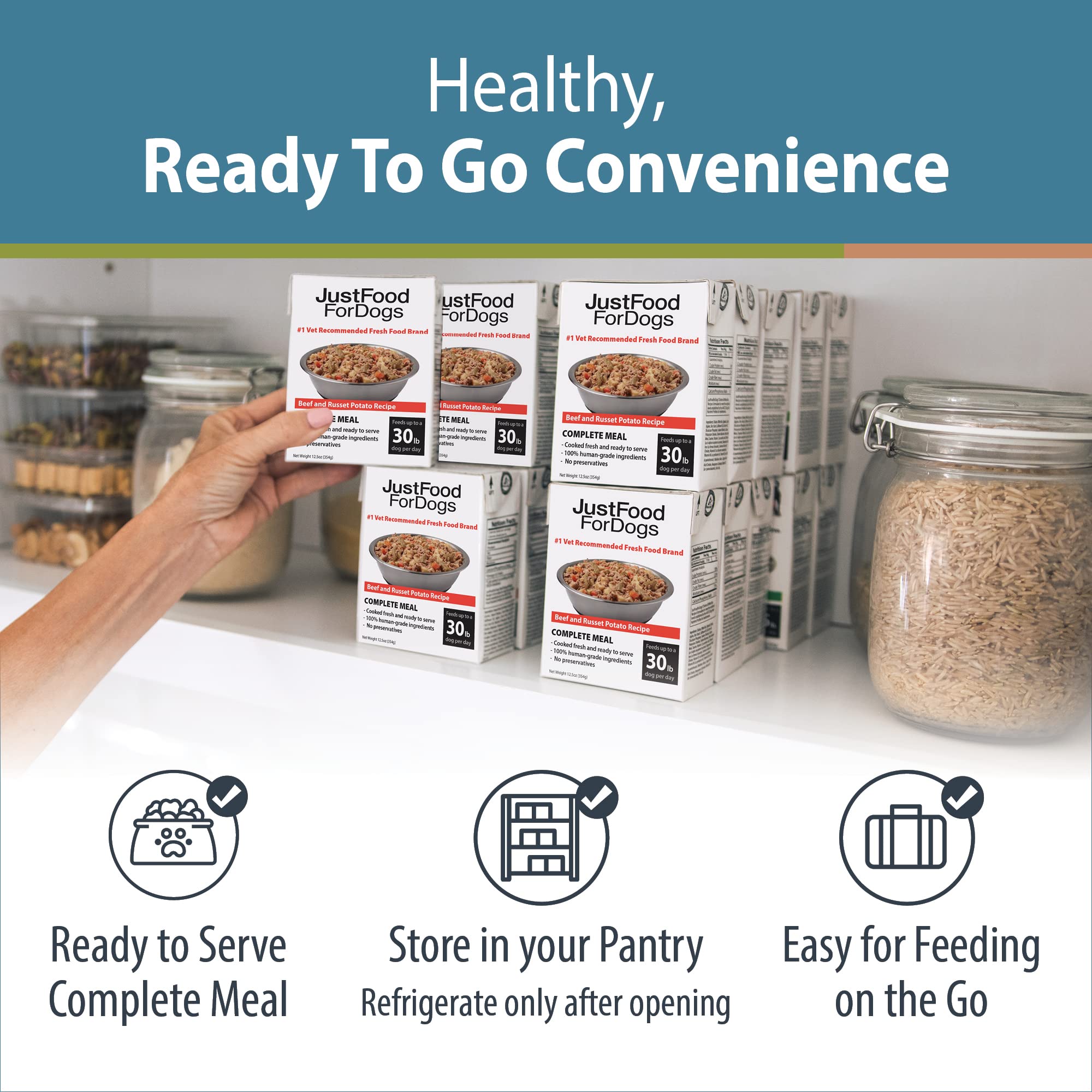 JustFoodForDogs Pantry Fresh, topping nutritivo para realzar la dieta diaria.