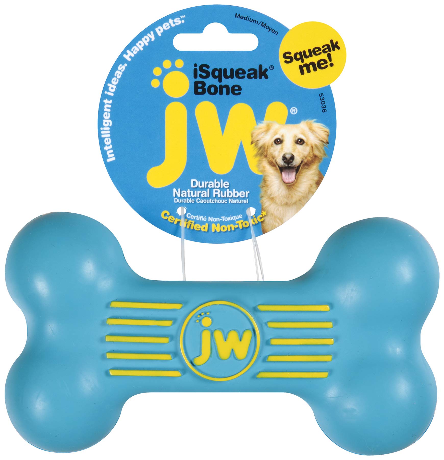 JW iSqueak Juguete resistente para perros medianos, ideal para lanzar y jugar