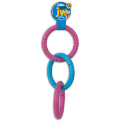 JW Pet cadena de caucho resistente, tres aros para masticar y jugar