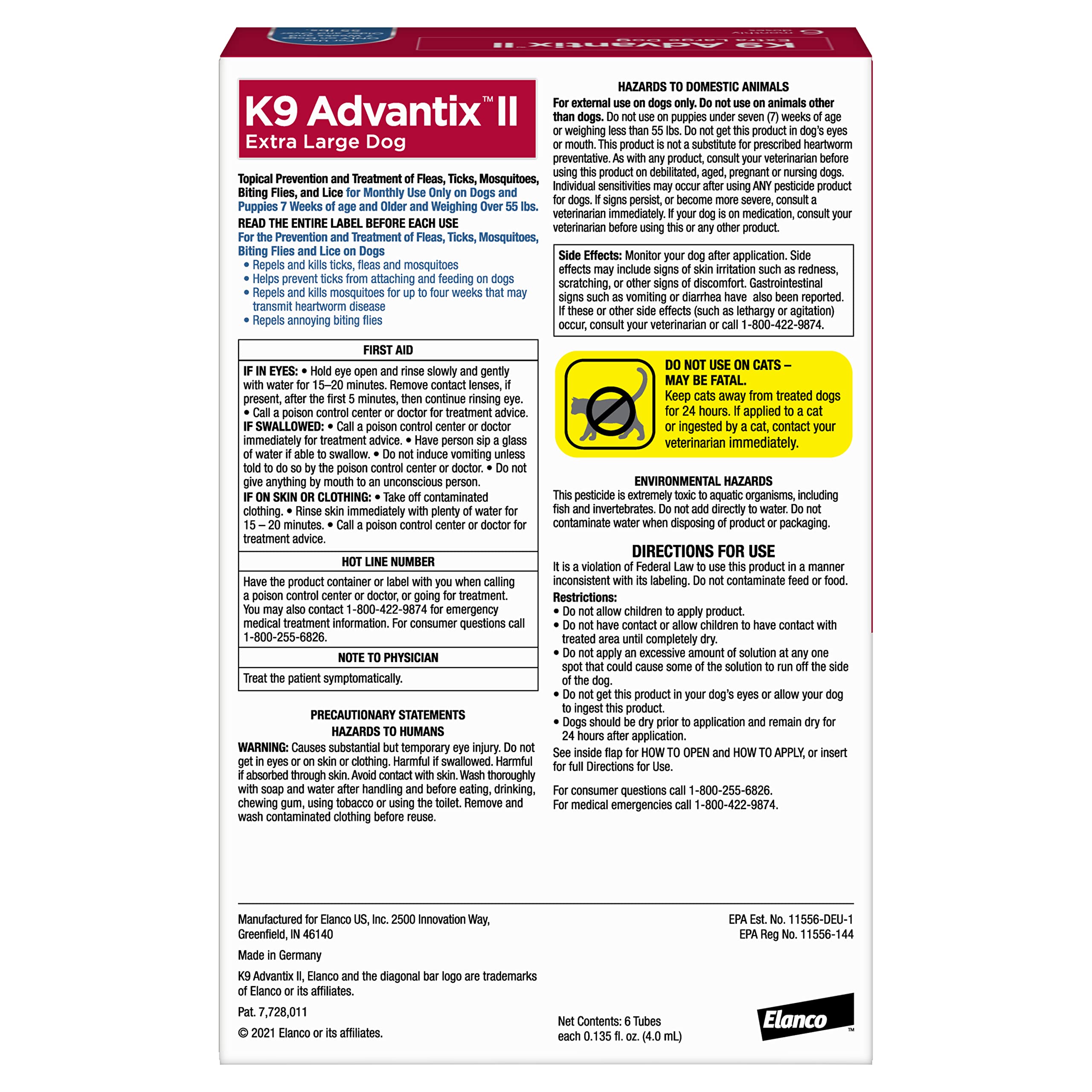 K9 Advantix II XL aplicación en el dorso del perro para protección continua