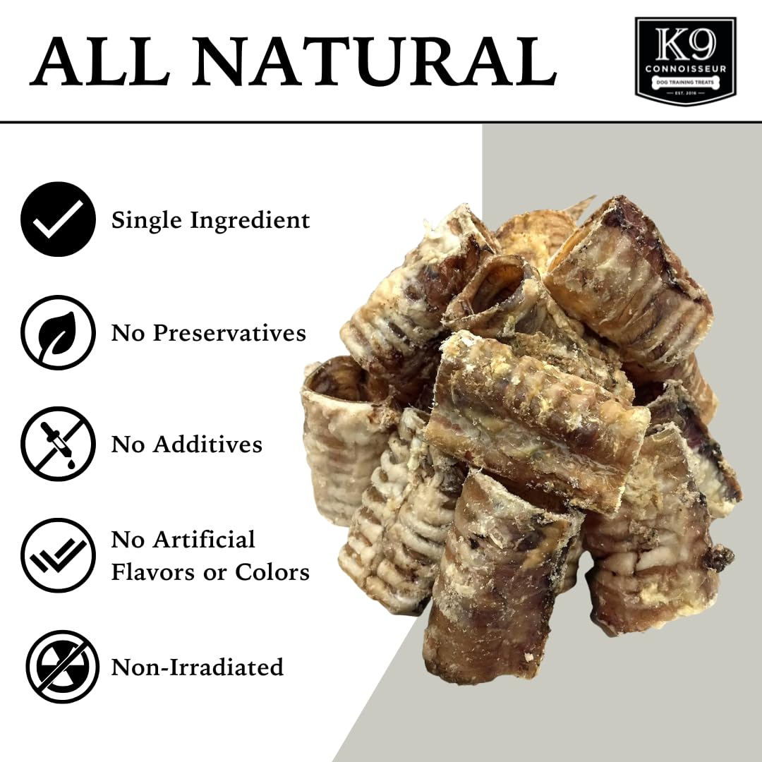 K9 Connoisseur tráquea de res con alto contenido de proteína para perros activos.