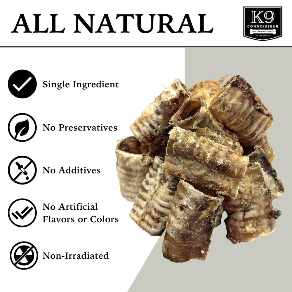 K9 Connoisseur tráquea de res con alto contenido de proteína para perros activos.