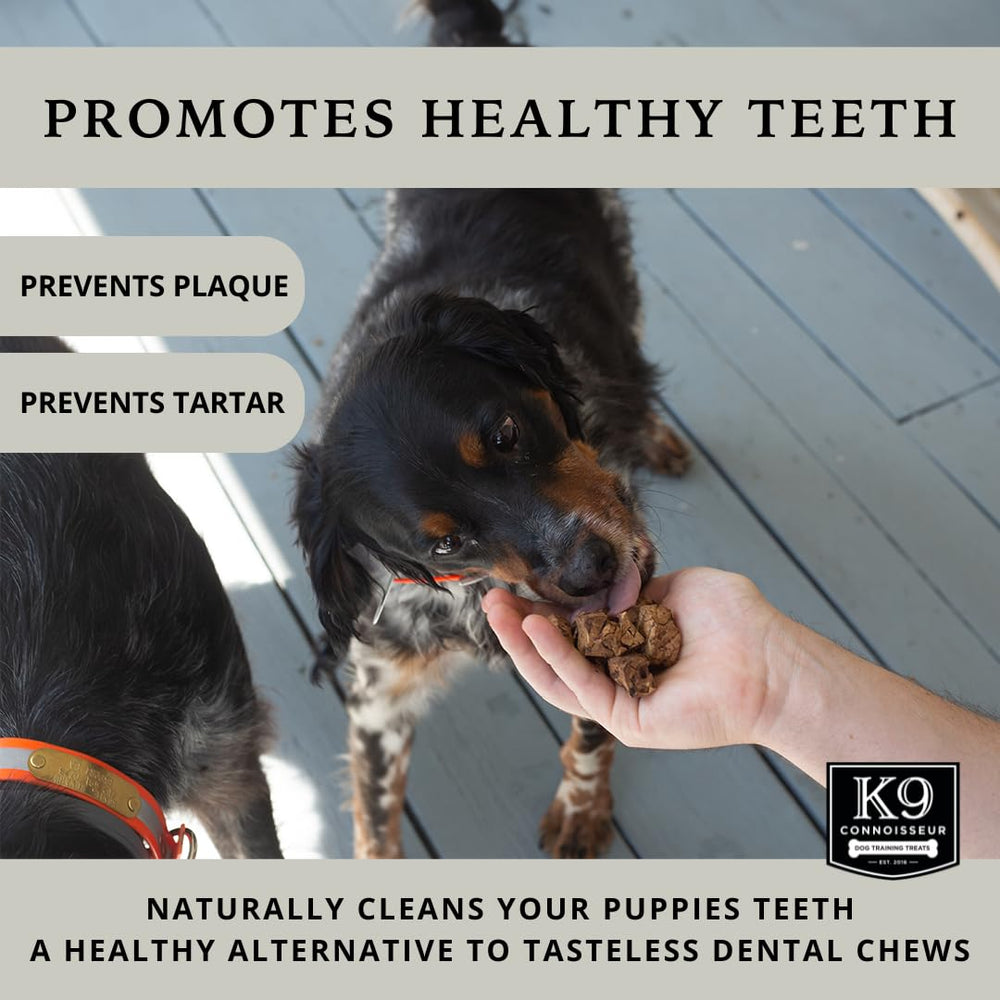 K9 Connoisseur USA-made label emphasizes trusted, locally sourced dog treats.