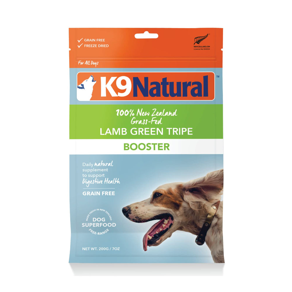 K9 Natural Topper con empaque de tripa de cordero verde para dieta equilibrada.