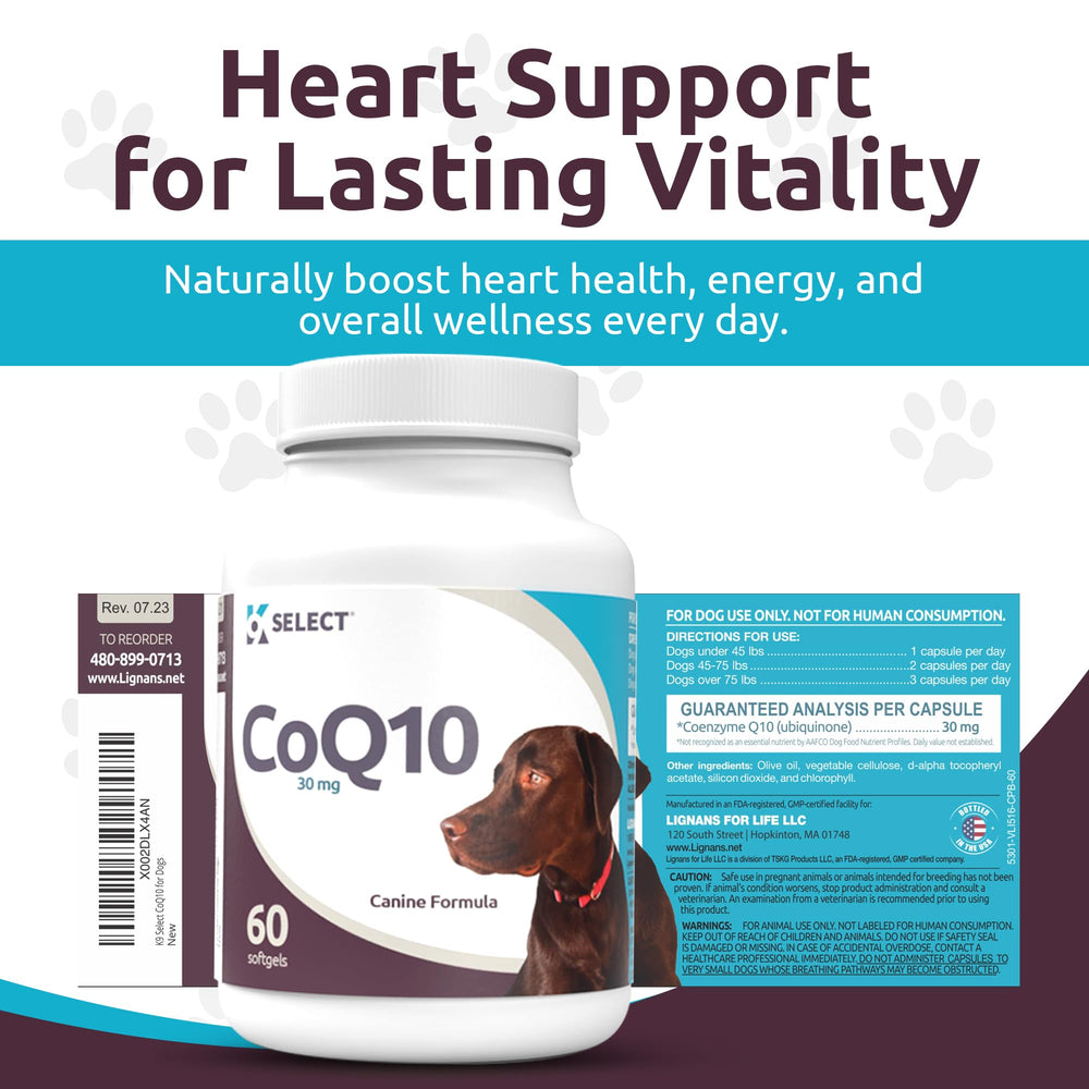K9 Select CoQ10: enfoque en corazón y circulación saludable.