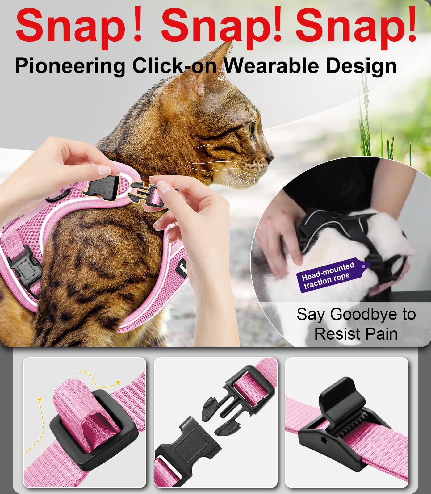 Kaazylab arnés gato: acolchado suave para mayor comodidad en caminatas prolongadas.