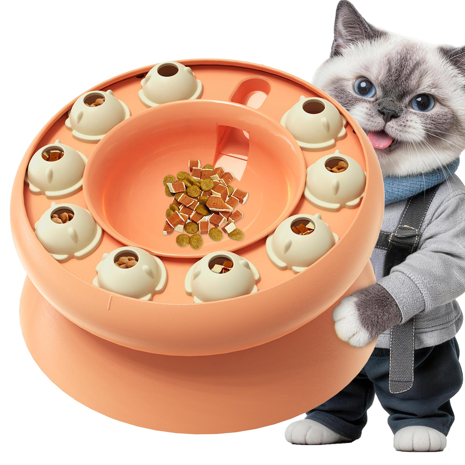 KADTC comedero-puzzle con 9 compartimentos para gatos, estimula la mente
