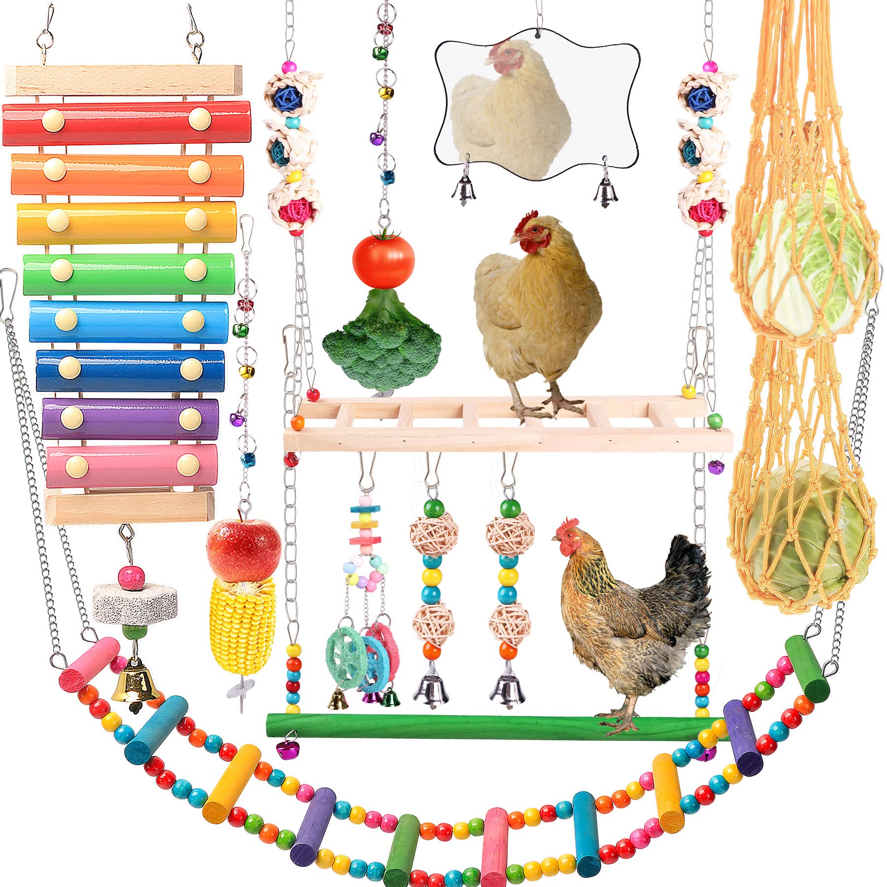 KAKUNM xilófono para gallinas: estimula juego y ejercicio diario.