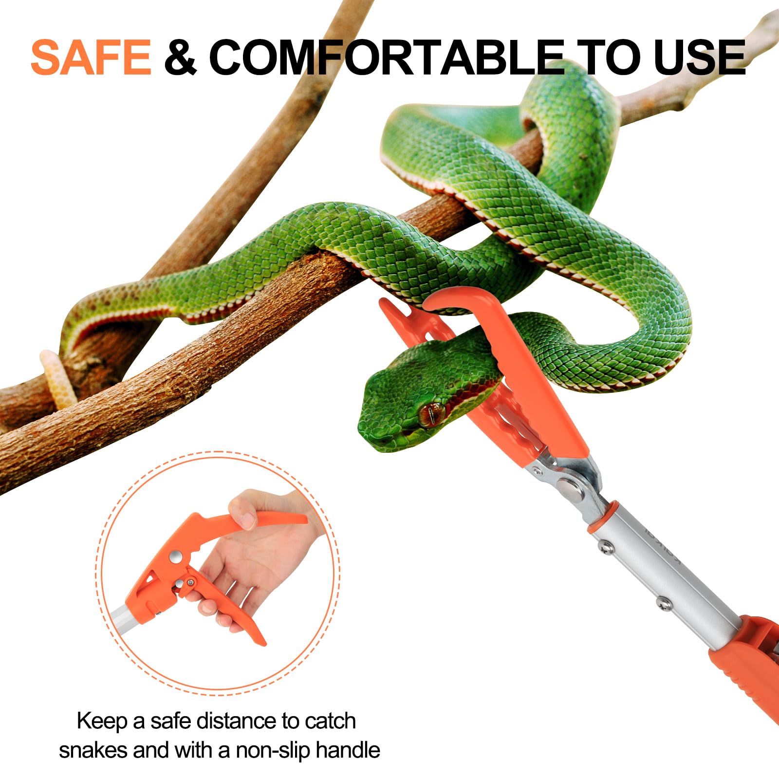 Kalkal boca amplia cierra con silicona para minimizar daño a la serpiente.