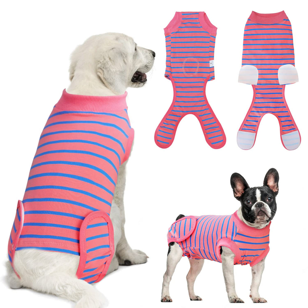 KAROKU camiseta recuperación mascotas rosa, primer plano de tela transpirable para postoperatorio cómodo