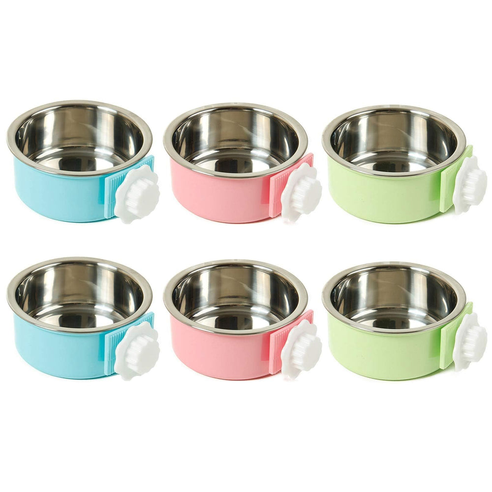 Kathson comedero colgante para jaula en acero inoxidable, práctico para varias mascotas.