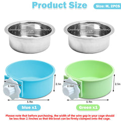 Kathson juego de tazones dobles para comida y agua en jaula