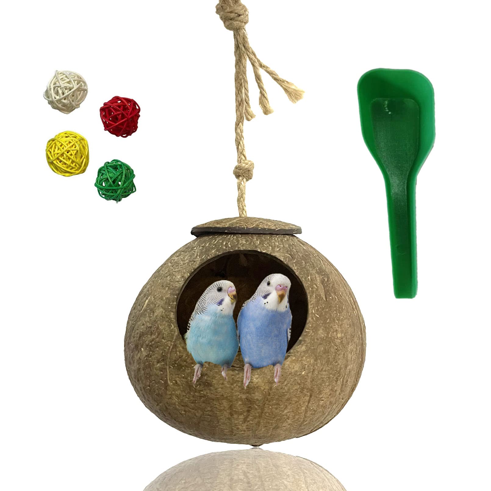 Kathson nido de coco natural para aves, refugio cómodo en la jaula