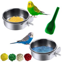 Kathson plato de alimentación para aves en acero inoxidable, duradero y fácil de limpiar
