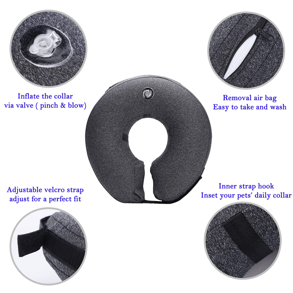 Katoggy collar inflable: ajuste seguro con velcro para cualquier cuello.