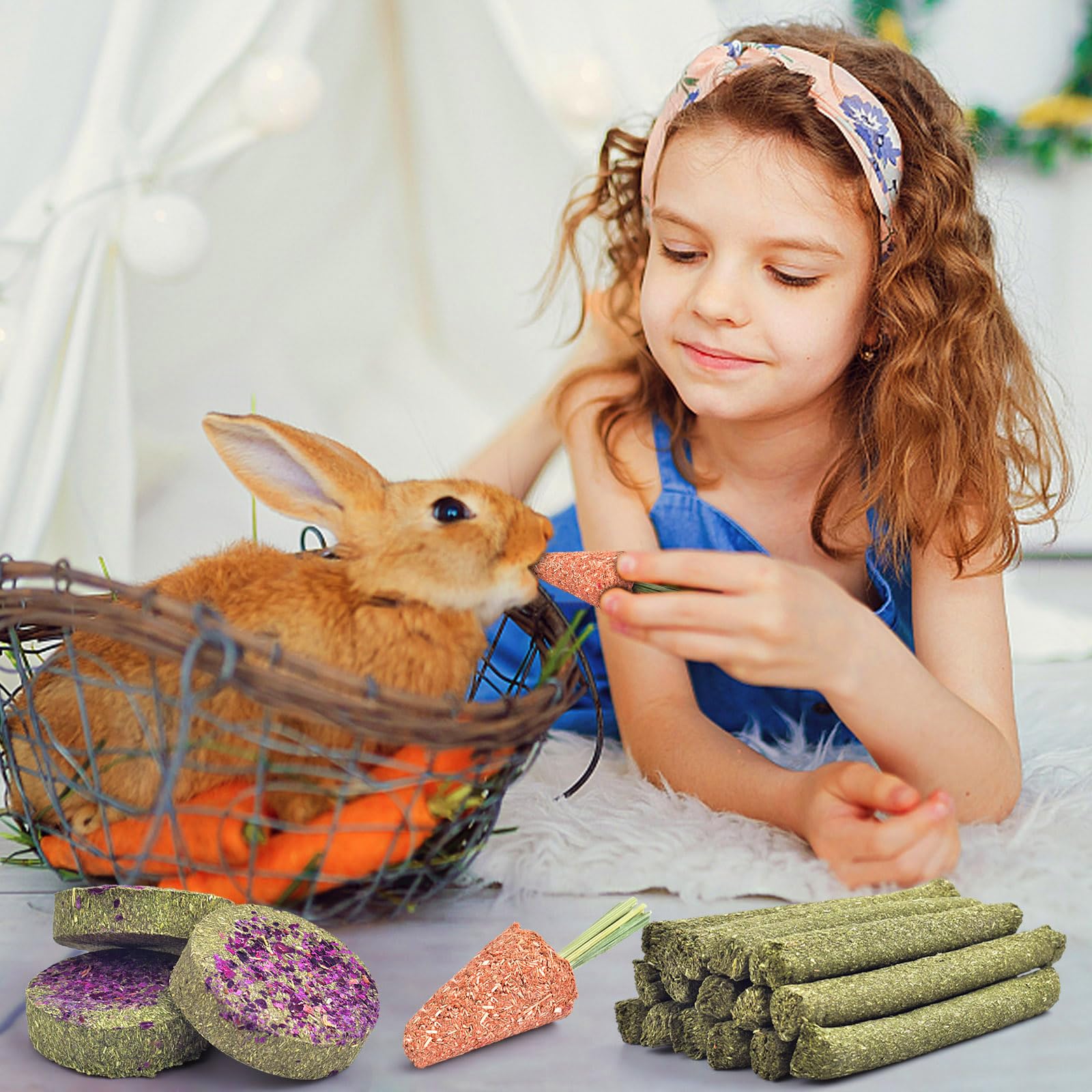 KATUMO paquete de 48 piezas de heno Timothy para mascotas pequeñas, snack natural para masticar.