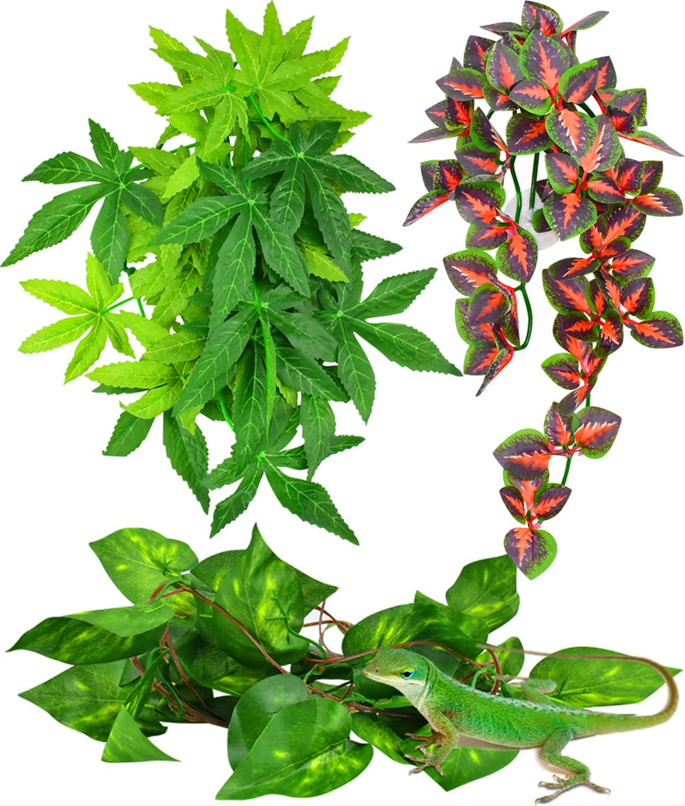 KATUMO Plantas para Reptiles Colgantes Rojo con Ventosa para terrario