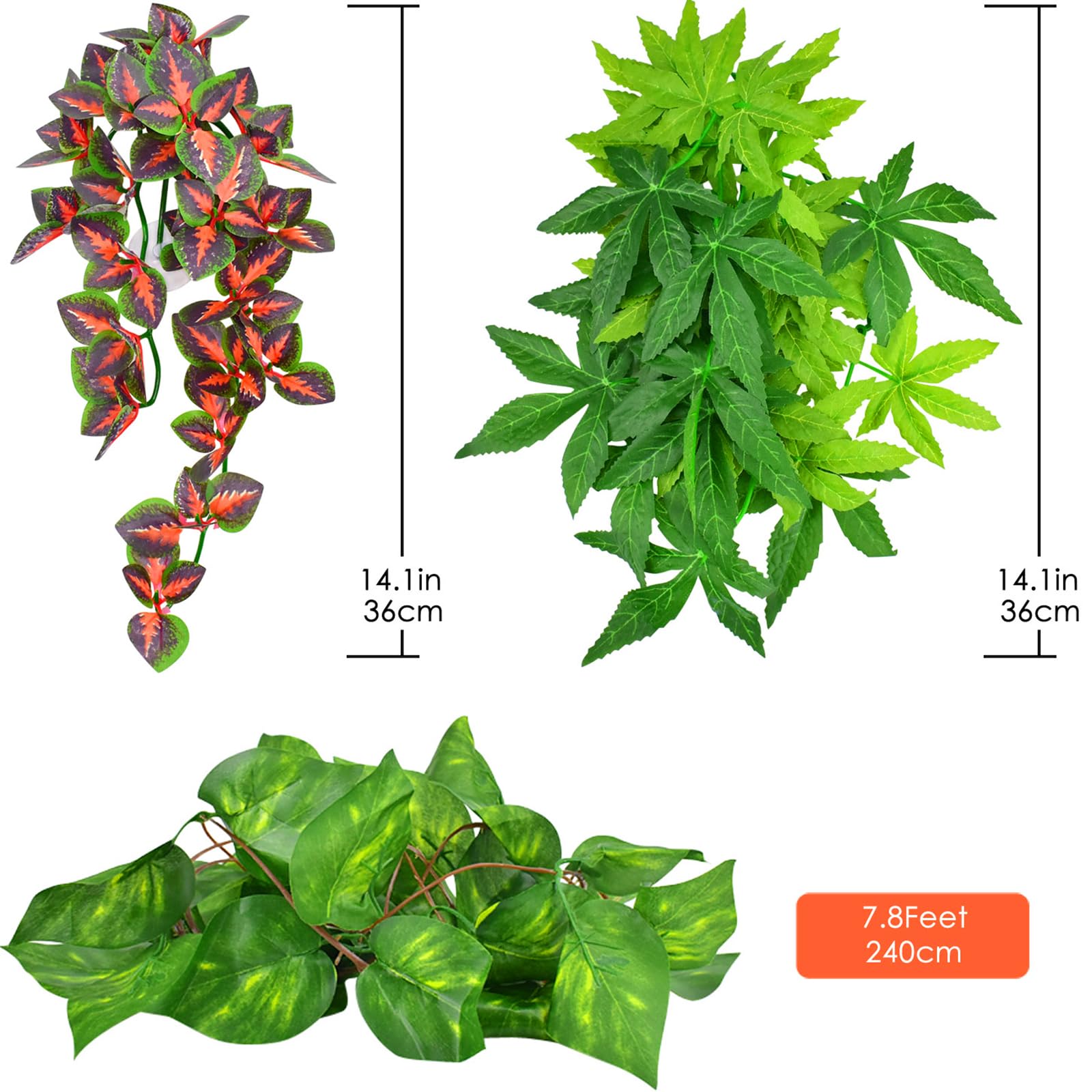 KATUMO Plantas para Reptiles Colgantes Verde con Ventosa para terrario