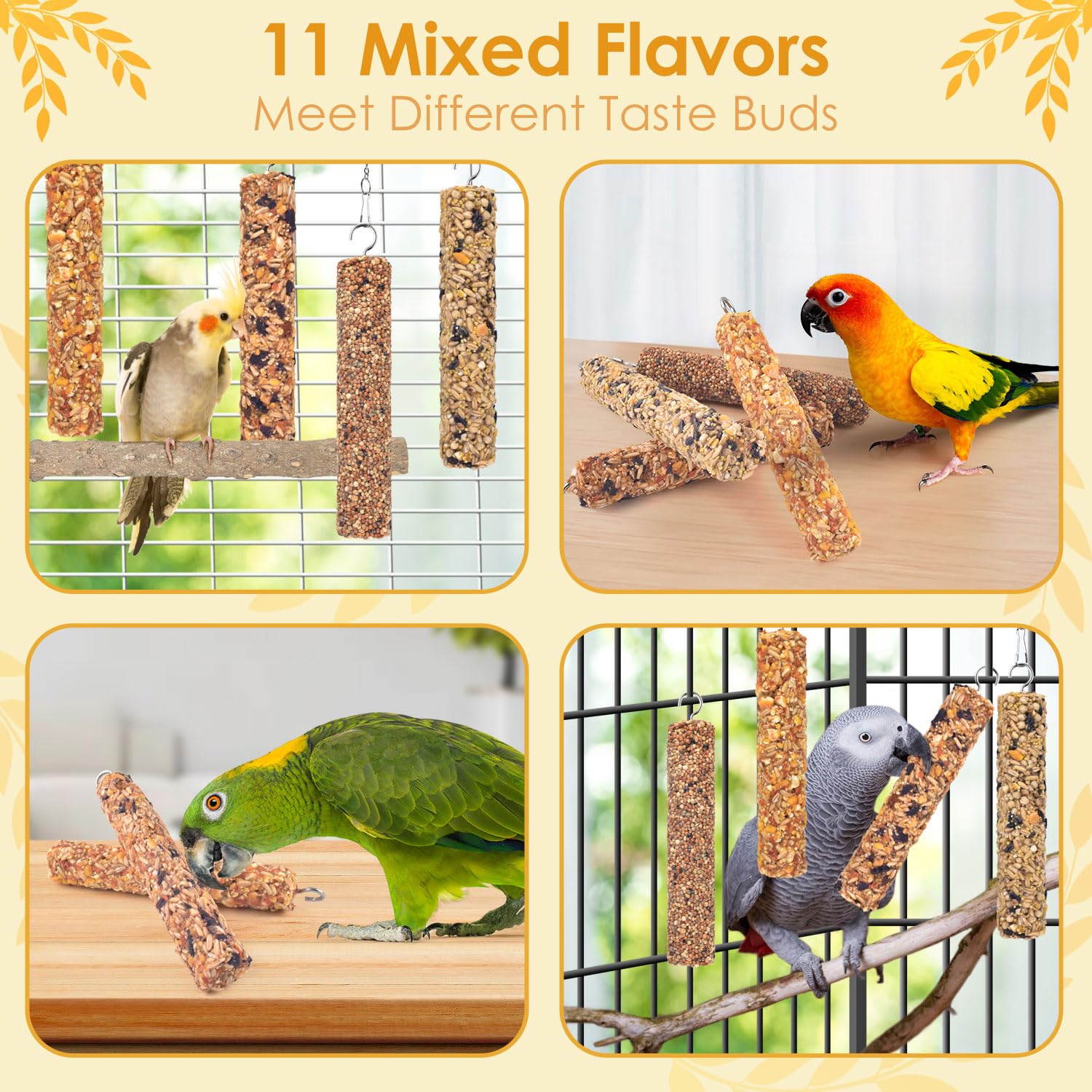 Katumo palitos crujientes para finch, snack diario nutritivo