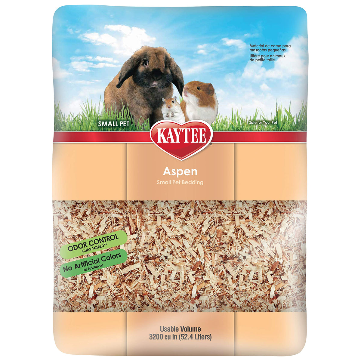 Kaytee Aspen, sustrato natural para mascotas, textura suave y limpia.