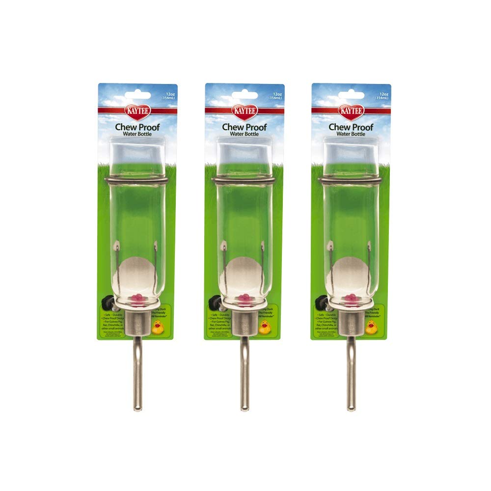 Botellas Kaytee para mascotas pequeñas, conjunto de 3, 12 oz, resistentes a mordidas