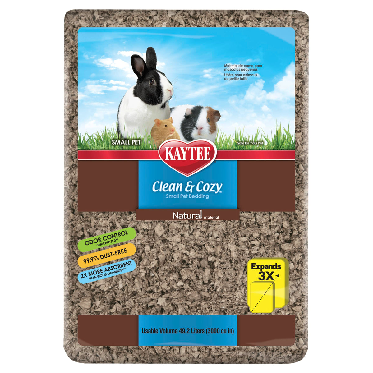 Kaytee Clean & Cozy, cama de papel natural, limpia y cómoda para mascotas pequeñas.