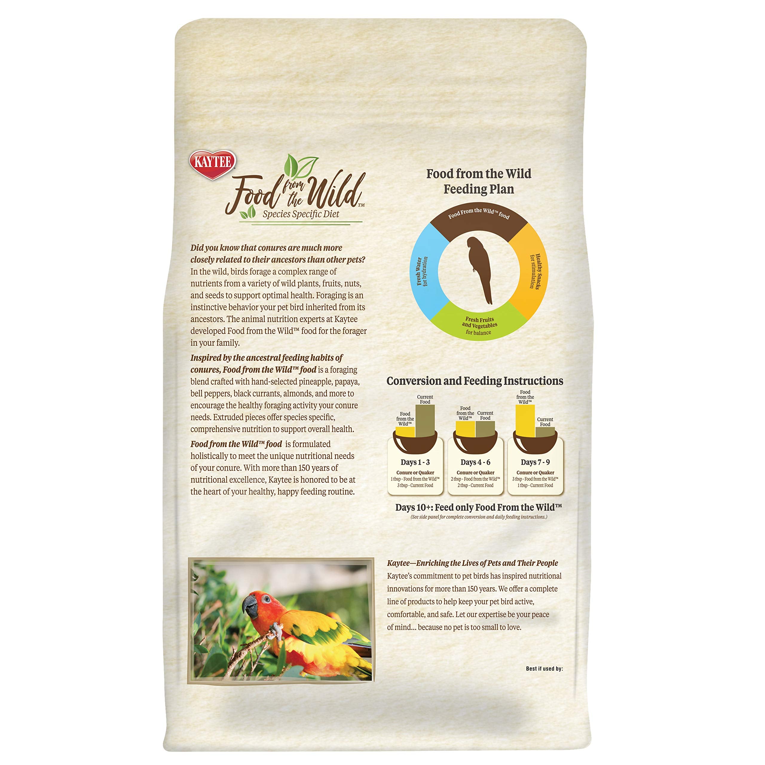 Kaytee Conure aroma frutal en la mezcla, experiencia sensorial atractiva