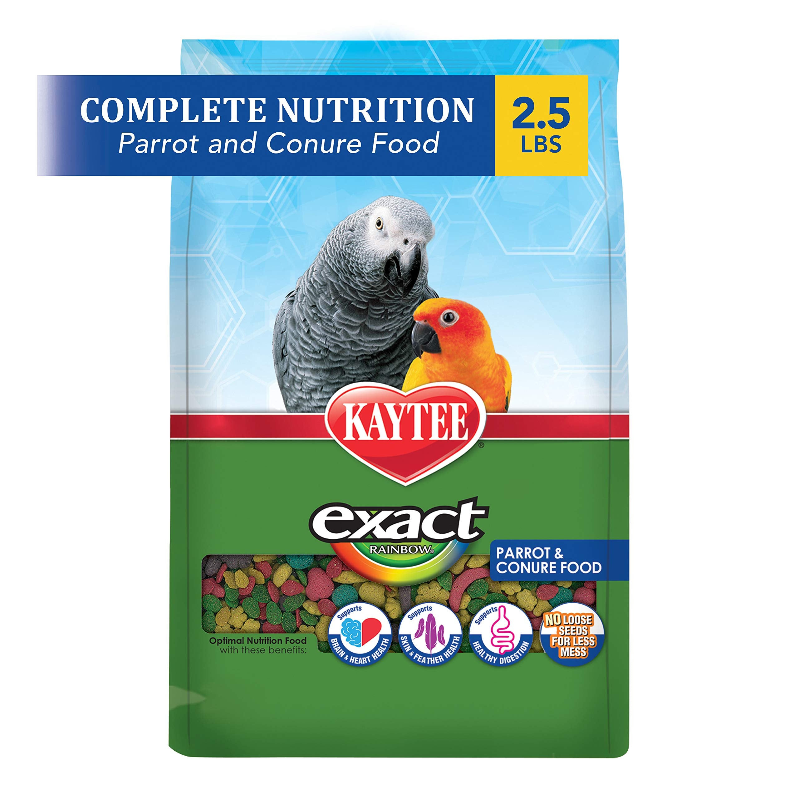 Kaytee Exact Rainbow parrot conure granulos sin cascara para alimentación limpia